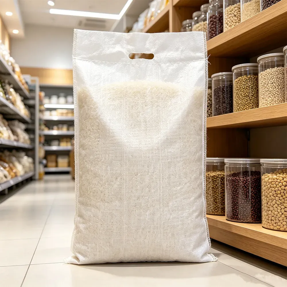 Sak anbalaj diri 5kg: materyèl, karakteristik, ak aplikasyon